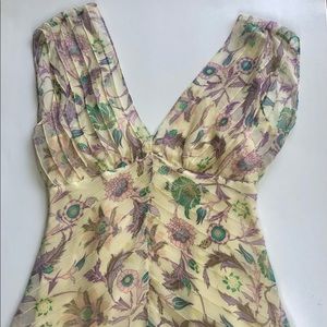 DVF yellow and purple floral silk sleeveless top